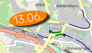 Lageplan PopUpBikeLane vom 13.06.2020